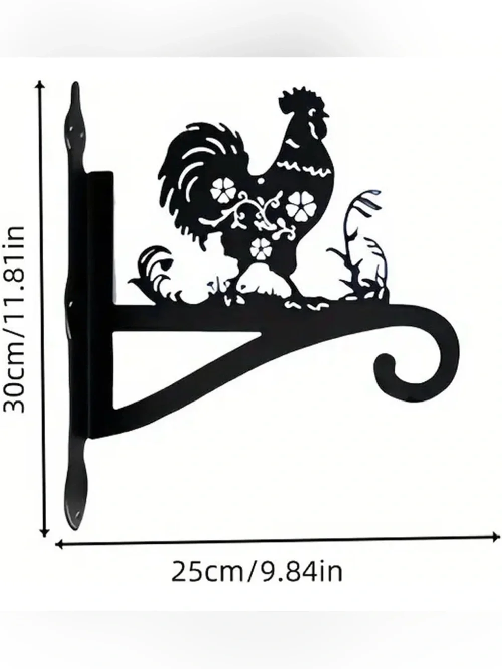 Rooster Plant Outdoor Hanger, Metal Wall Mounted Iron Decorative